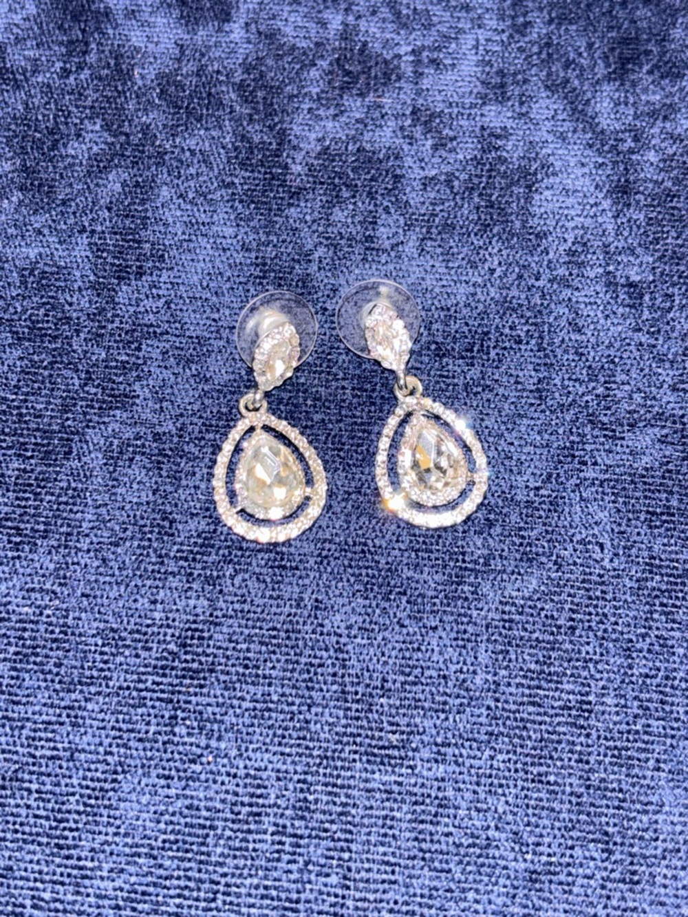 Crystal Teardrop Dangle Earrings - Clear